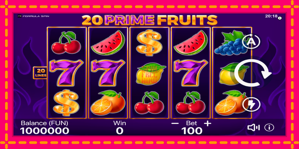 20 Prime Fruits hrací automat s pohodlnými bonusmi, predstaviť si 1