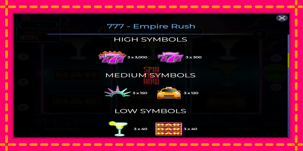 777 Empire Rush hrací automat s pohodlnými bonusmi, predstaviť si 5