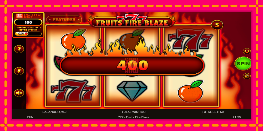 777 - Fruits Fire Blaze hrací automat s pohodlnými bonusmi, predstaviť si 4