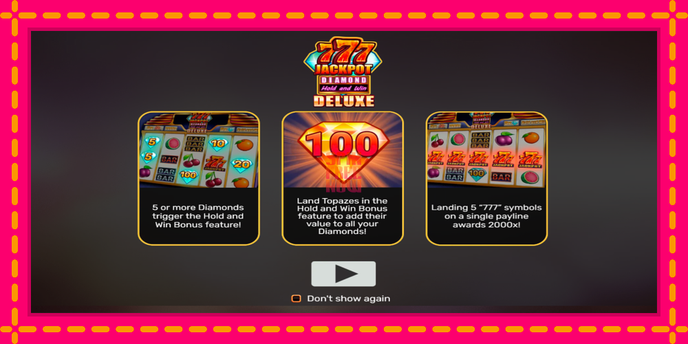 777 Jackpot Diamond Hold and Win Deluxe hrací automat s pohodlnými bonusmi, predstaviť si 1