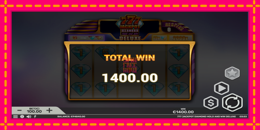 777 Jackpot Diamond Hold and Win Deluxe hrací automat s pohodlnými bonusmi, predstaviť si 5