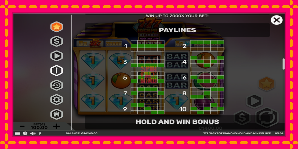 777 Jackpot Diamond Hold and Win Deluxe hrací automat s pohodlnými bonusmi, predstaviť si 7