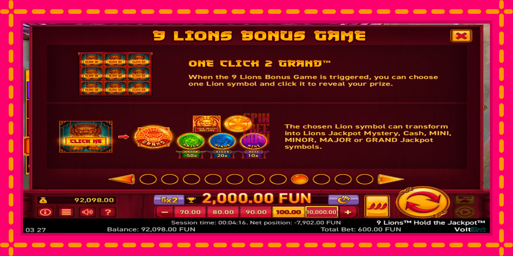 9 Lions: Hold The Jackpot hrací automat s pohodlnými bonusmi, predstaviť si 3