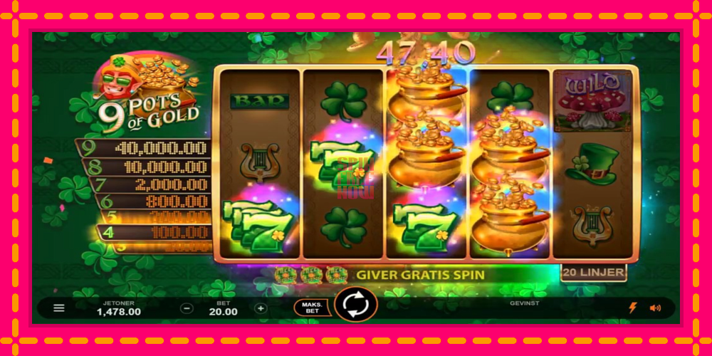 9 Pots of Gold Land & Win hrací automat s pohodlnými bonusmi, predstaviť si 3