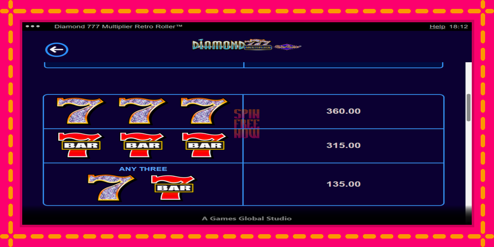 Diamond 777 Multiplier Retro Roller hrací automat s pohodlnými bonusmi, predstaviť si 6