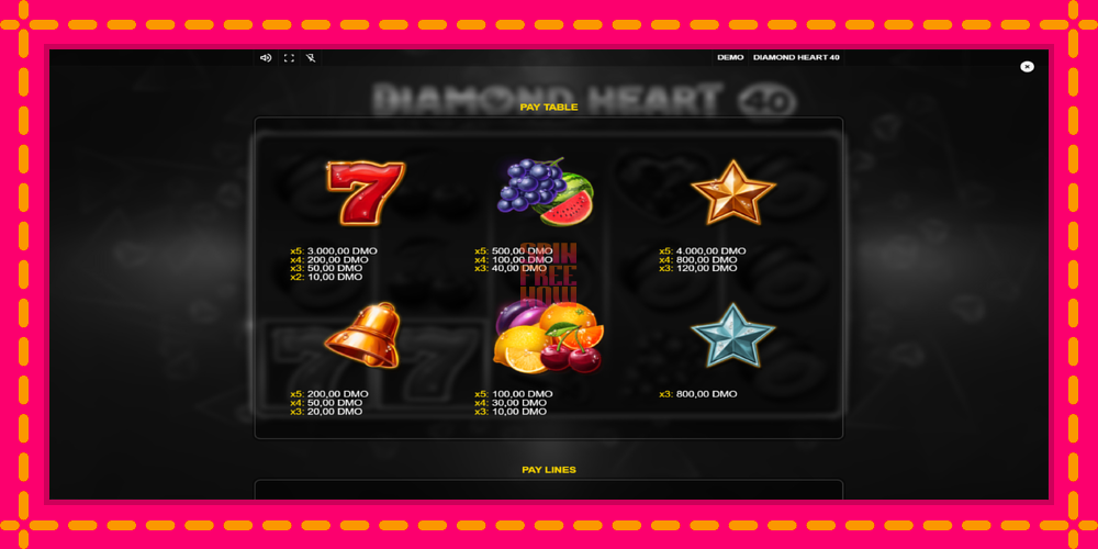 Diamond Heart 40 hrací automat s pohodlnými bonusmi, predstaviť si 5