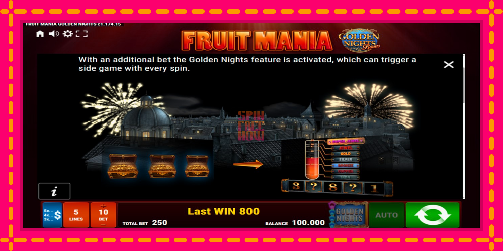 Fruit Mania Golden Nights hrací automat s pohodlnými bonusmi, predstaviť si 5