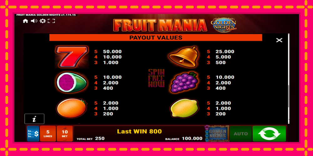 Fruit Mania Golden Nights hrací automat s pohodlnými bonusmi, predstaviť si 7