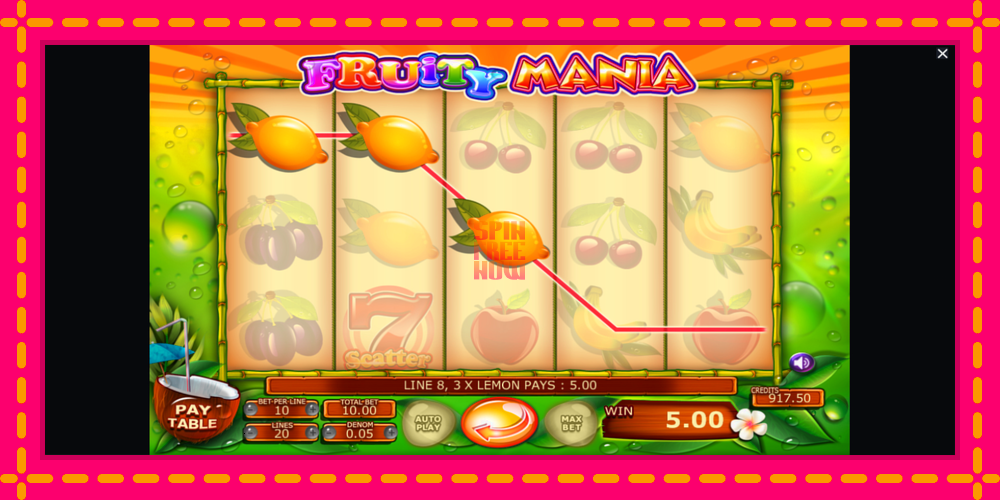 Fruity Mania hrací automat s pohodlnými bonusmi, predstaviť si 3