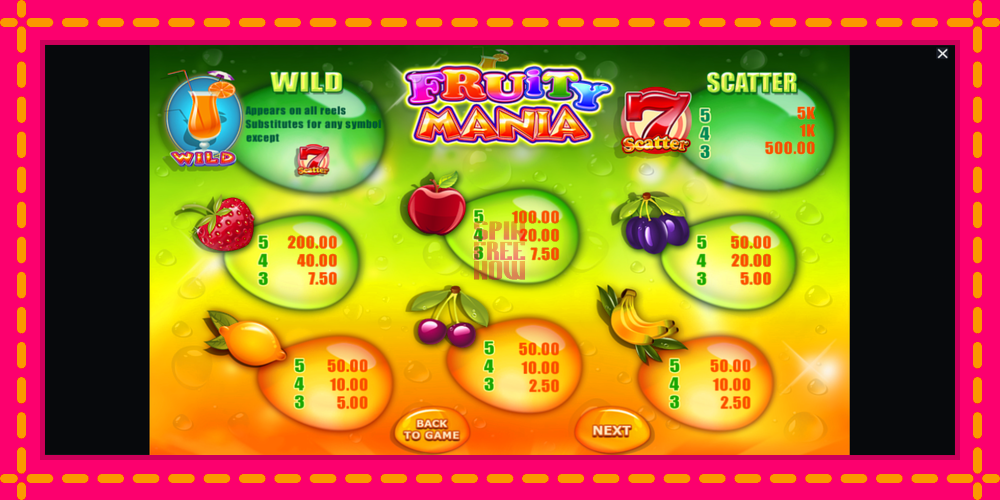 Fruity Mania hrací automat s pohodlnými bonusmi, predstaviť si 6