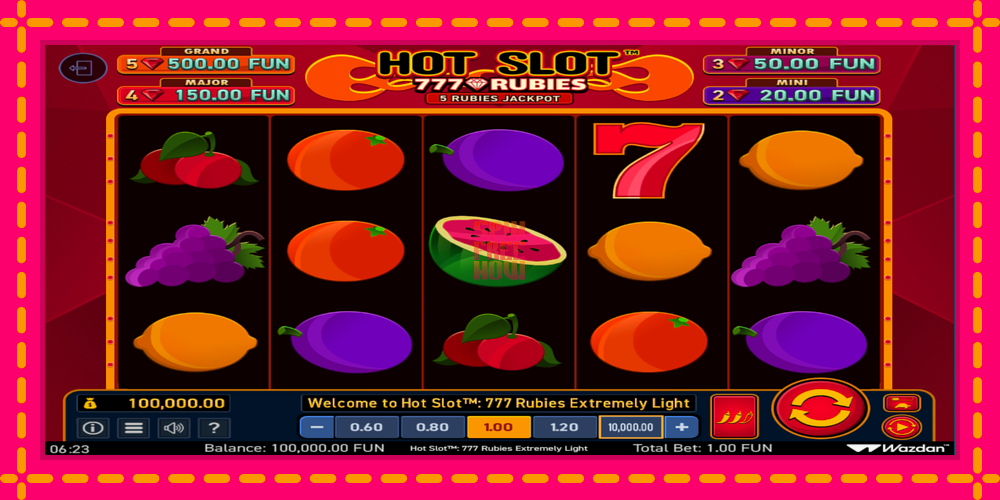 Hot Slot 777 Rubies Extremely Light hrací automat s pohodlnými bonusmi, predstaviť si 2