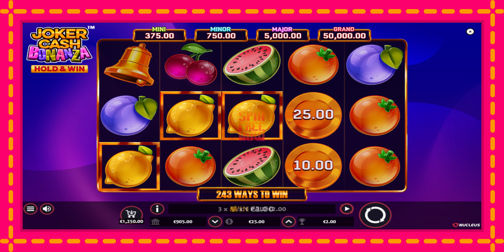 Joker Cash Bonanza - Hold & Win hrací automat s pohodlnými bonusmi, predstaviť si 3