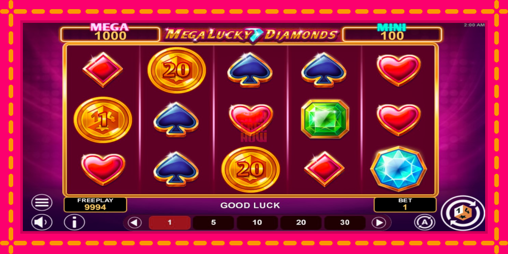 Mega Lucky Diamonds Hold & Win hrací automat s pohodlnými bonusmi, predstaviť si 2