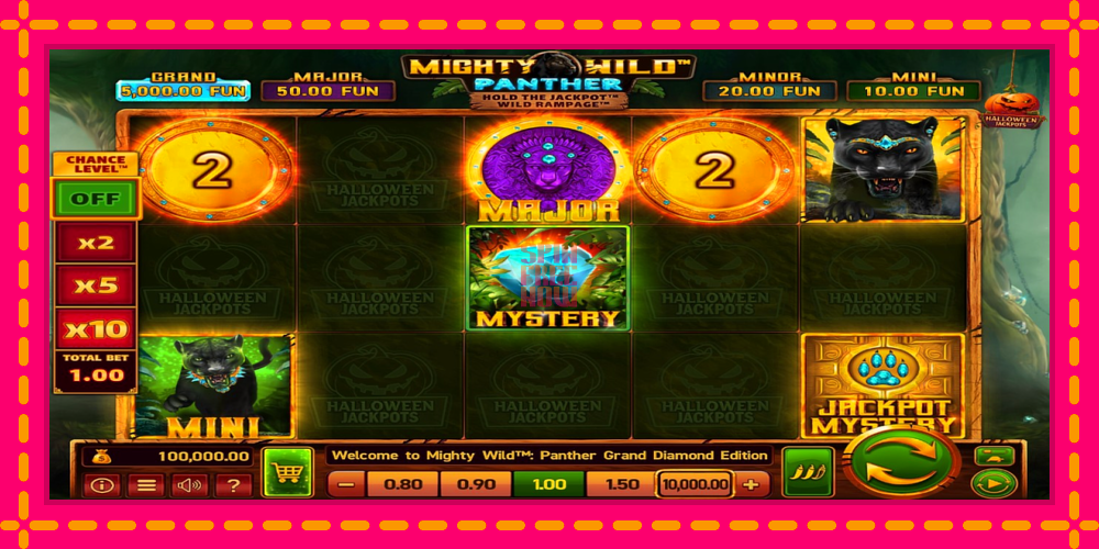 Mighty Wild: Panther Grand Diamond Edition Halloween Jackpots hrací automat s pohodlnými bonusmi, predstaviť si 1