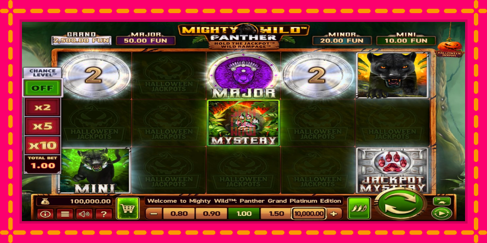 Mighty Wild: Panther Grand Platinum Edition Halloween Jackpots hrací automat s pohodlnými bonusmi, predstaviť si 1