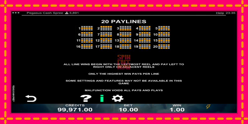 Pegasus Cash Spree hrací automat s pohodlnými bonusmi, predstaviť si 7