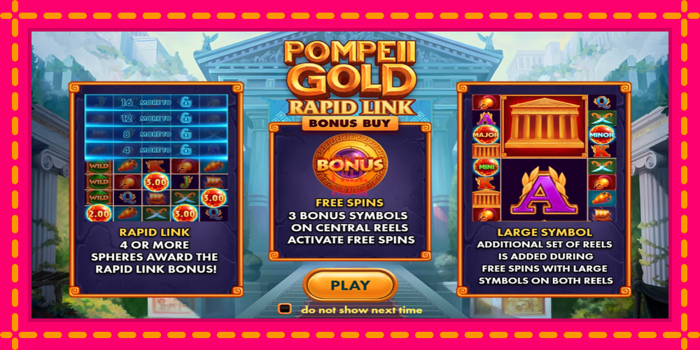 Pompeii Gold Rapid Link Bonus Buy hrací automat s pohodlnými bonusmi, predstaviť si 1