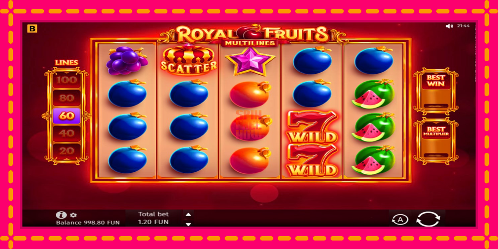 Royal Fruits Multilines hrací automat s pohodlnými bonusmi, predstaviť si 2