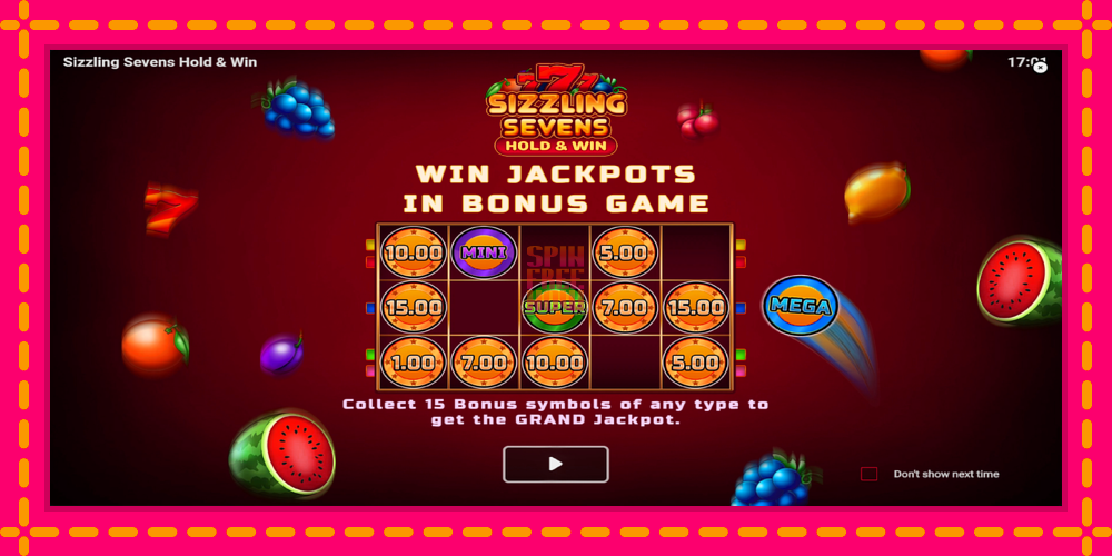 Sizzling Sevens Hold & Win hrací automat s pohodlnými bonusmi, predstaviť si 1