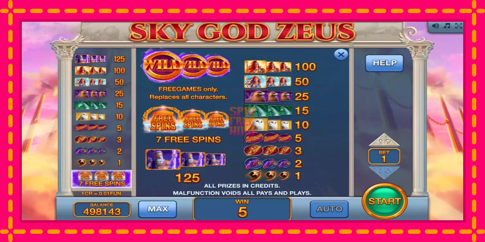 Sky God Zeus 3x3 hrací automat s pohodlnými bonusmi, predstaviť si 7