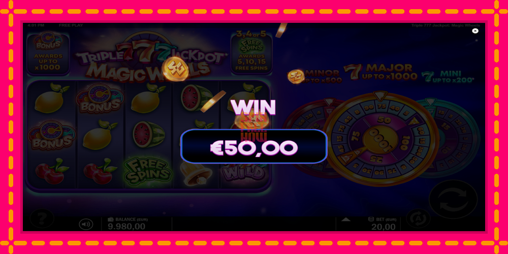 Triple 777 Jackpot Magic Wheels hrací automat s pohodlnými bonusmi, predstaviť si 3