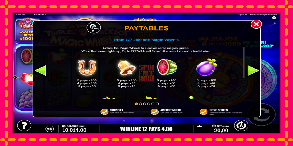 Triple 777 Jackpot Magic Wheels hrací automat s pohodlnými bonusmi, predstaviť si 5