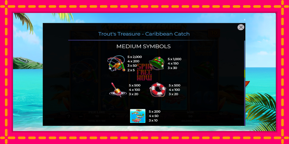 Trouts Treasure Caribbean Catch hrací automat s pohodlnými bonusmi, predstaviť si 6