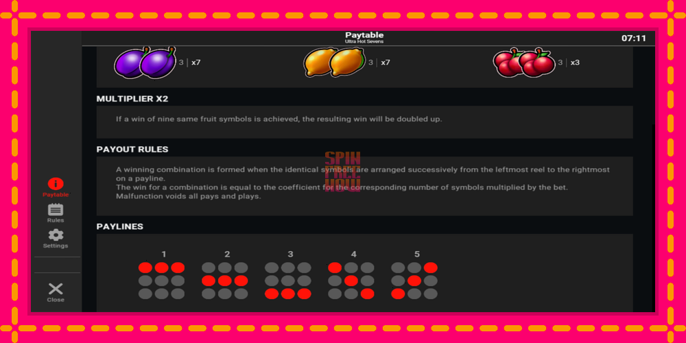 Ultra Hot Sevens hrací automat s pohodlnými bonusmi, predstaviť si 5