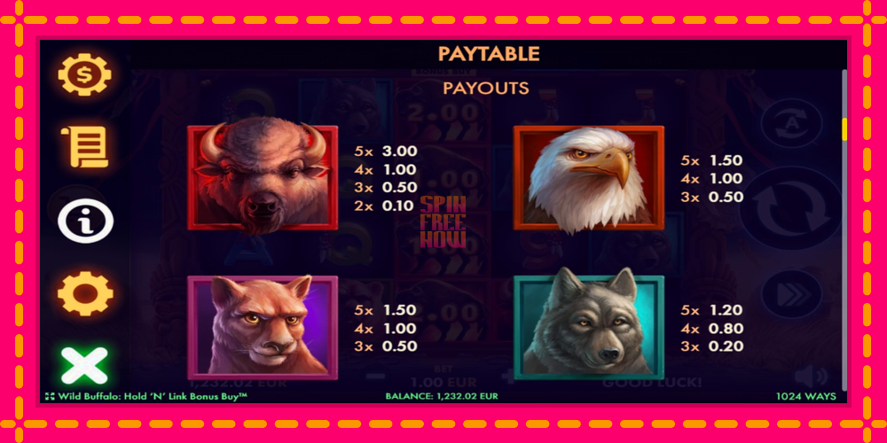 Wild Buffalo Hold N Link Bonus Buy hrací automat s pohodlnými bonusmi, predstaviť si 6