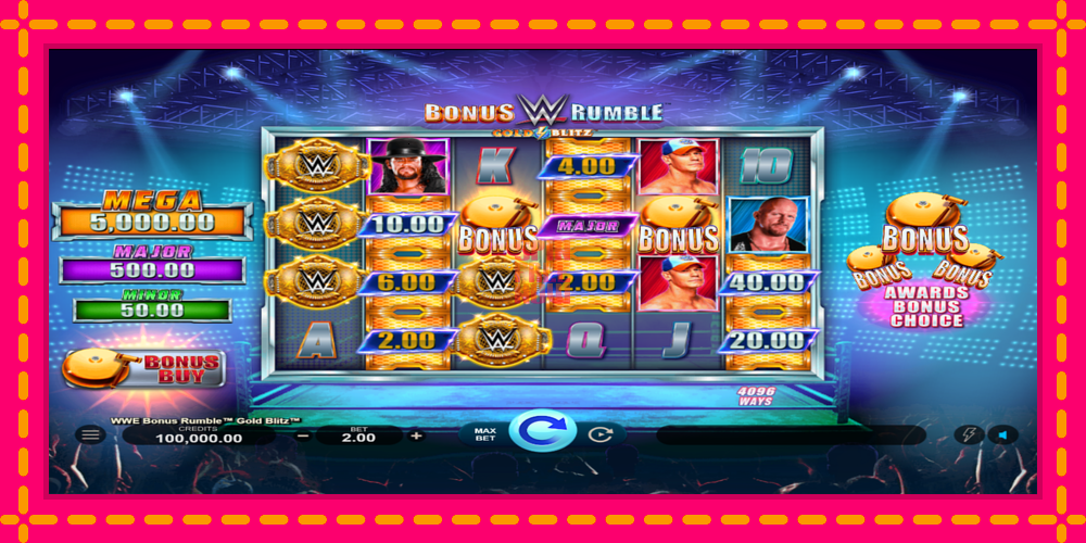 WWE Bonus Rumble Gold Blitz hrací automat s pohodlnými bonusmi, predstaviť si 1